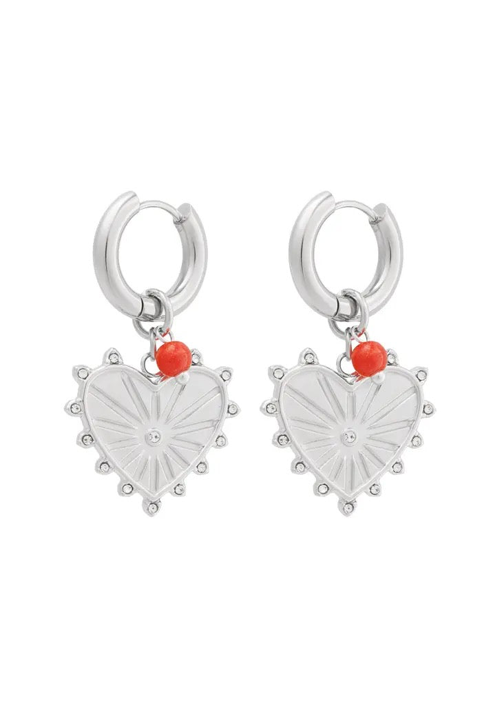 Bright heart earrings - silver