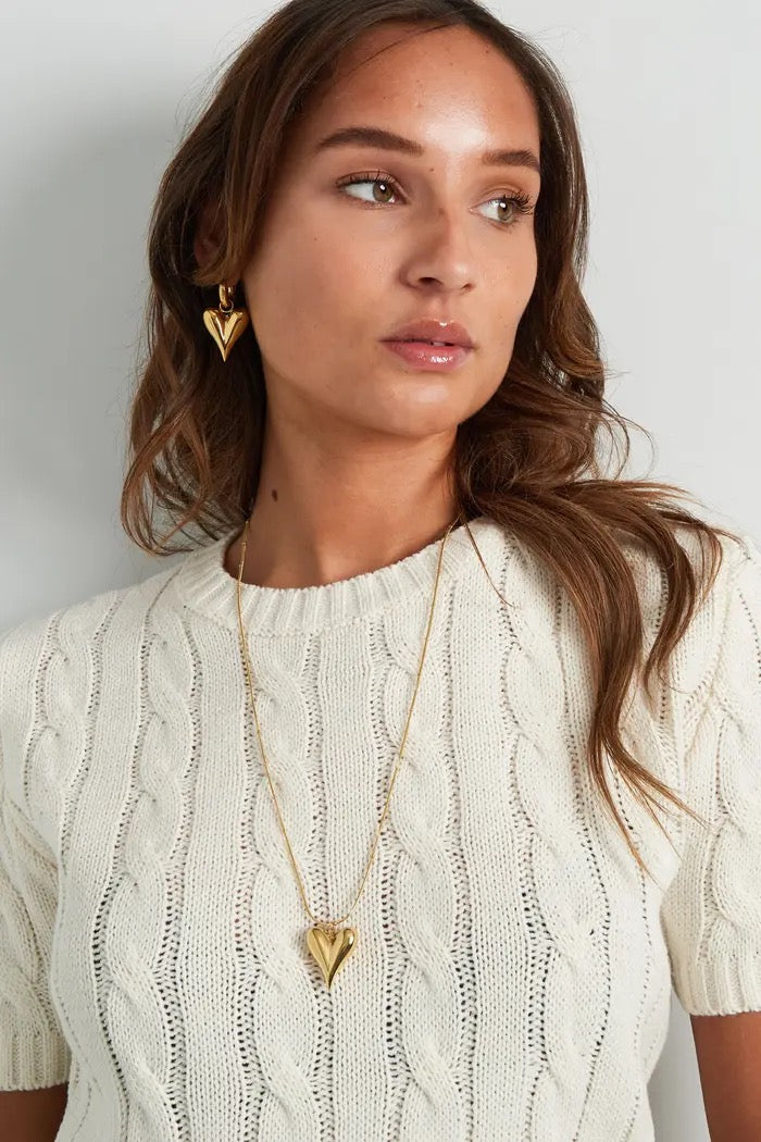 Iconic heart necklace - goud long