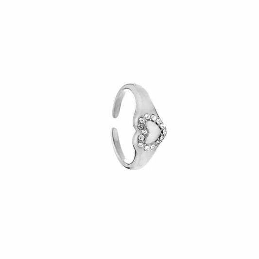 Diamond heart ring - zilver
