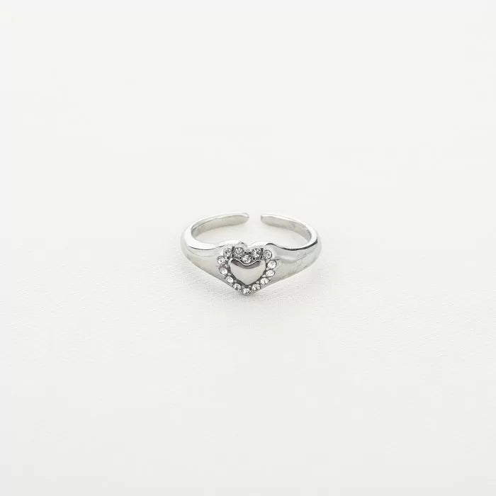 Diamond heart ring - zilver