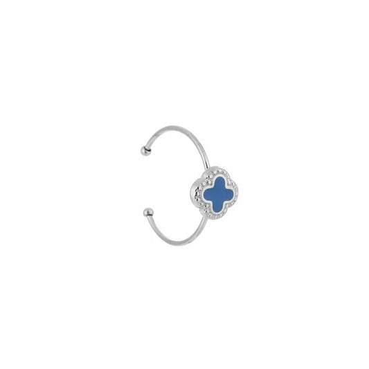Clover ring - blue - zilver