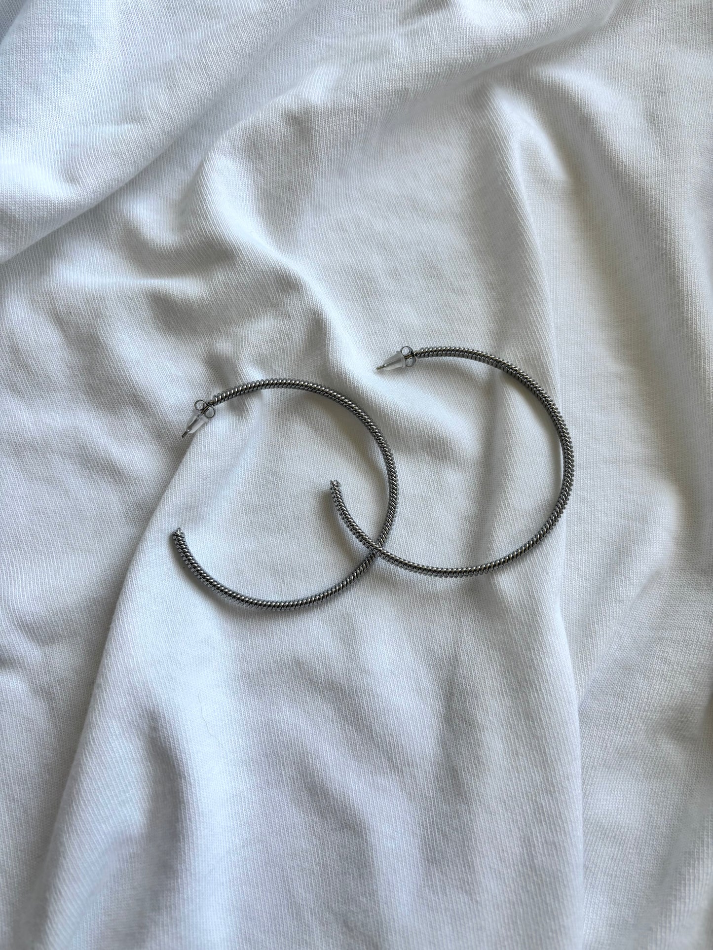 silver hoops big - zilver - 1034