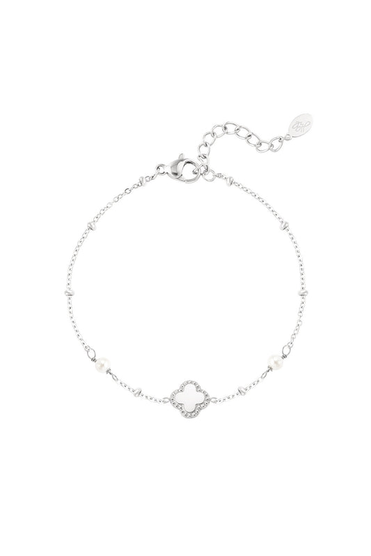 pearl clover bracelet - zilver