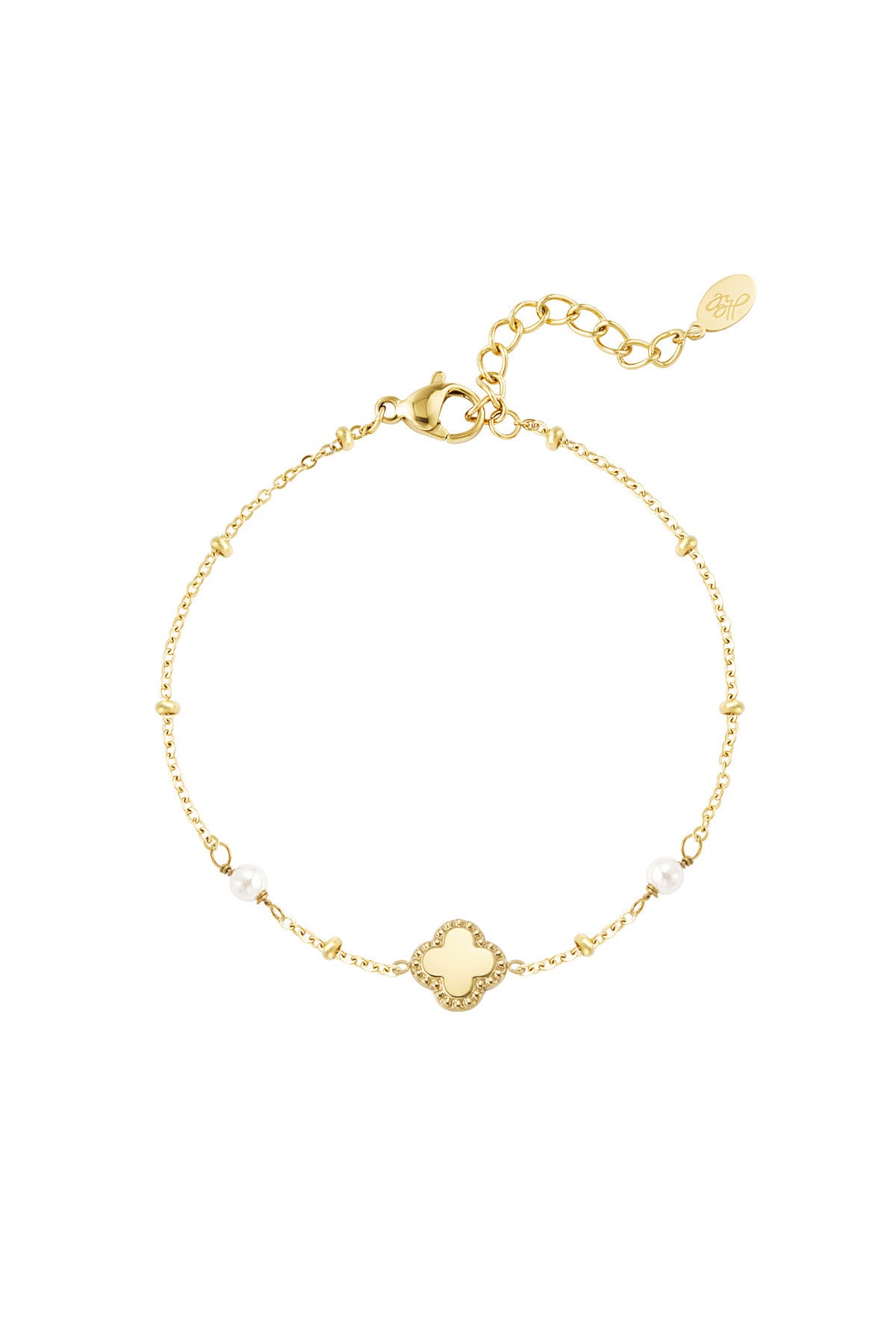pearl clover bracelet - gold