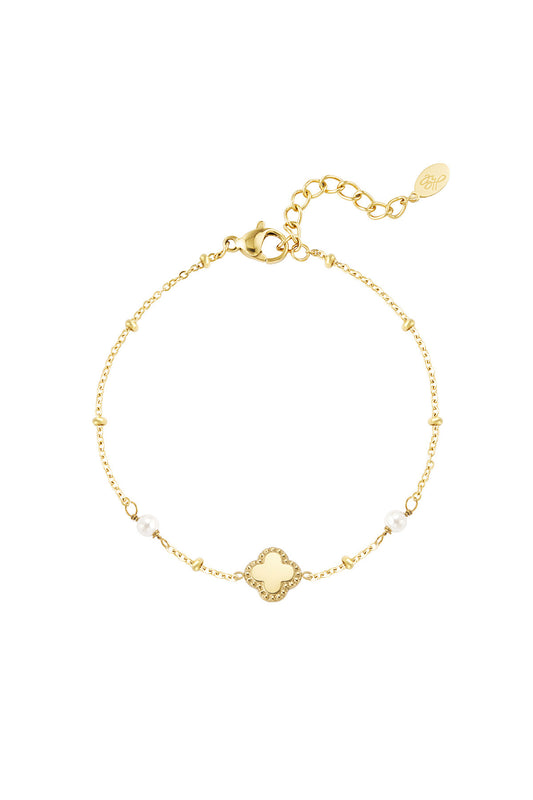 pearl clover bracelet - goud