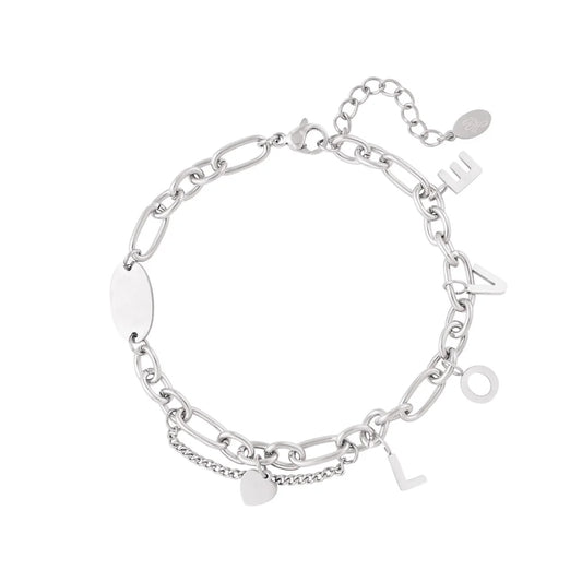 Chunky love bracelet - zilver