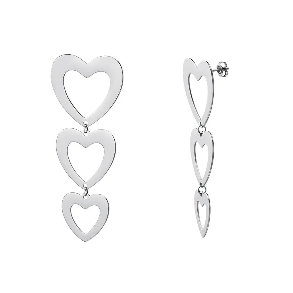 Hearted earrings - silver