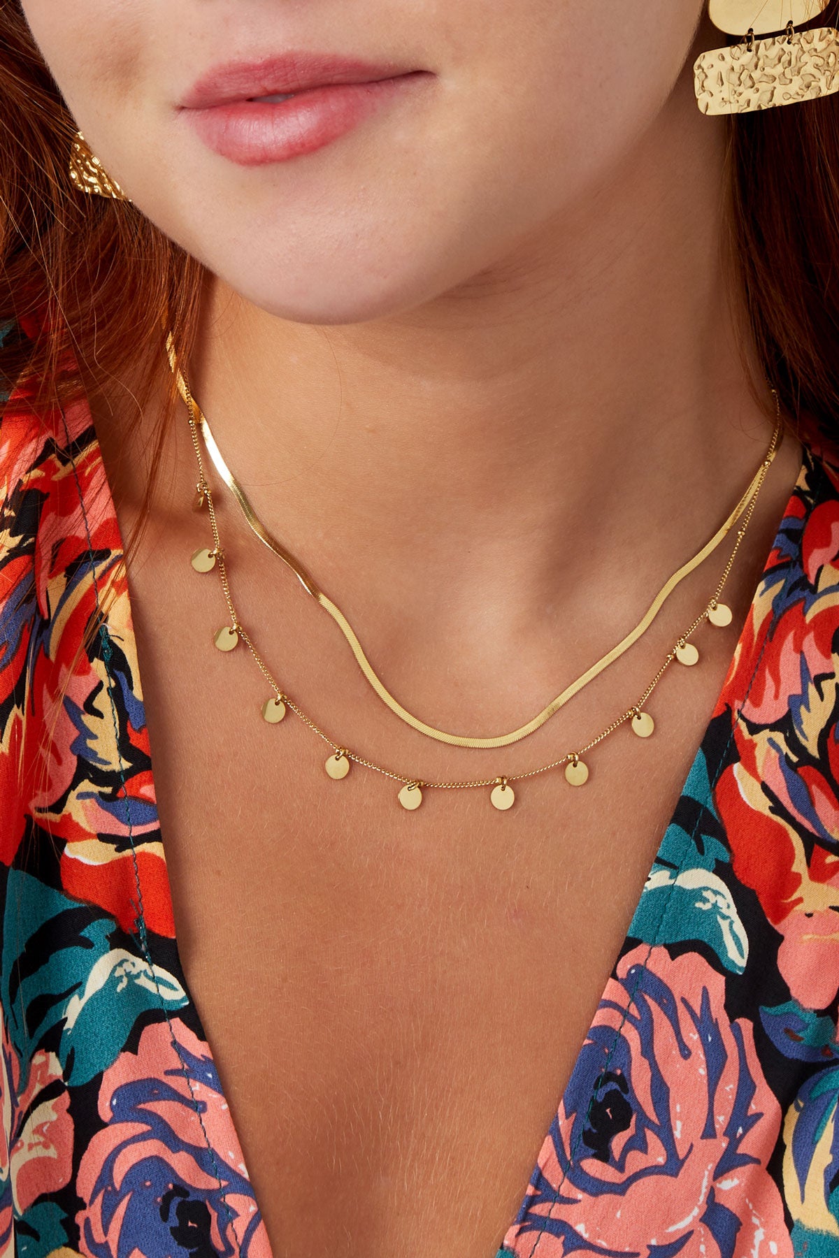Double coin necklace - zilver