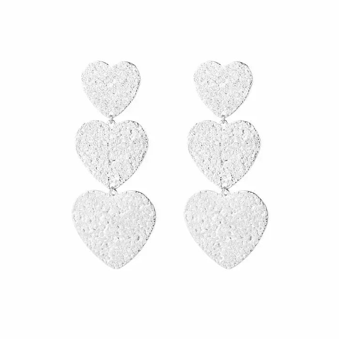 Tripple hearts earrings - silver