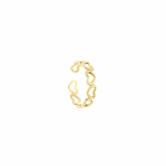 Linked hearts ring - goud