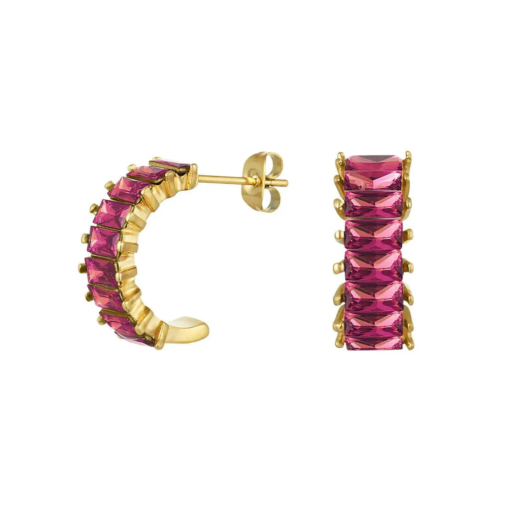 Purple party earrings - gold