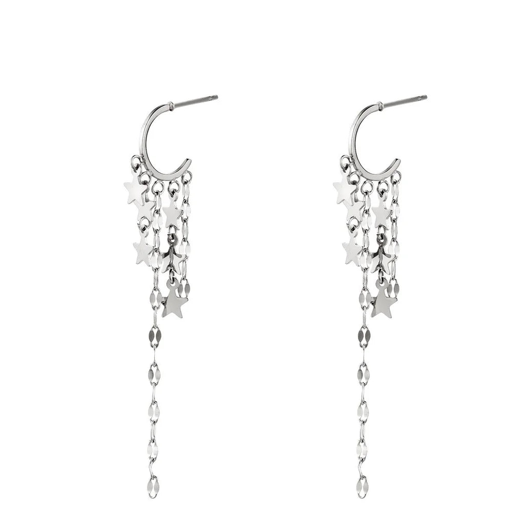 Falling stars earrings - silver