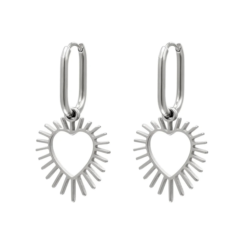 radiant heart earrings - silver
