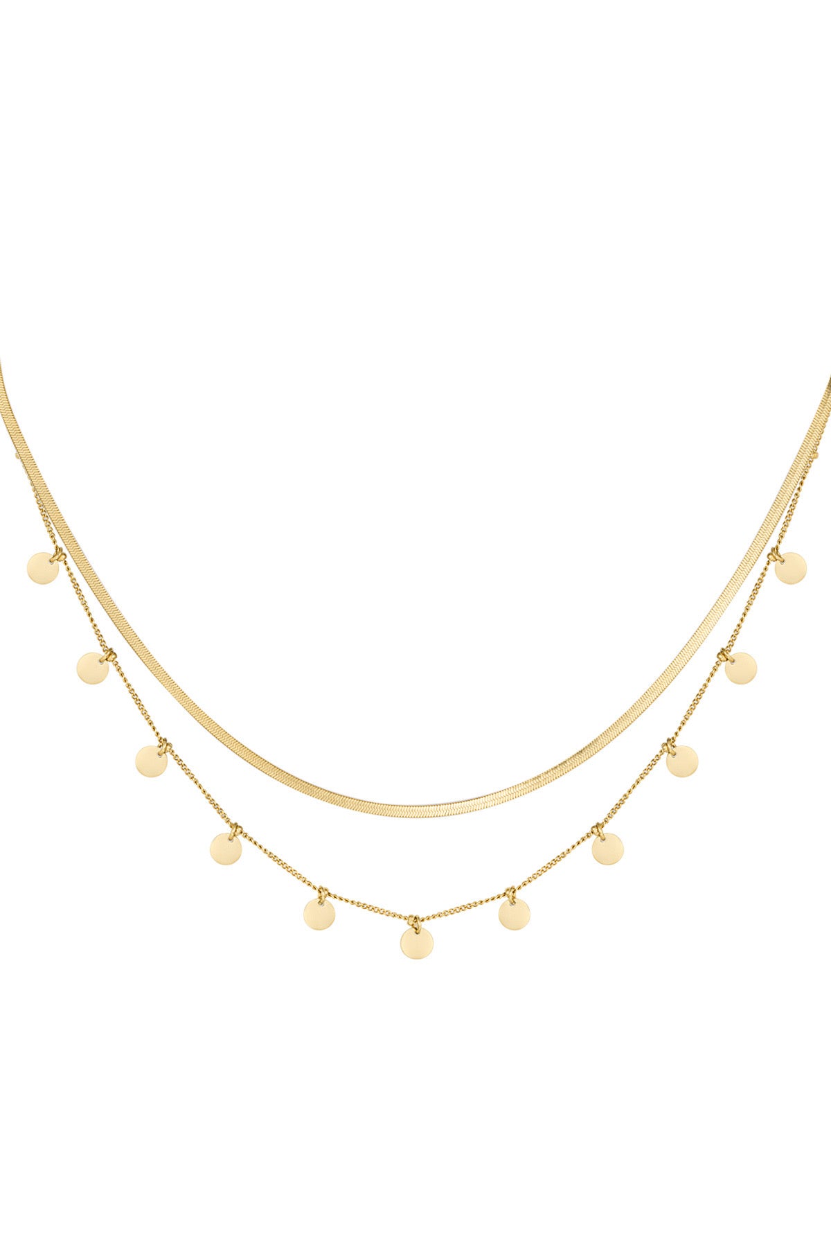 Double coin necklace - goud