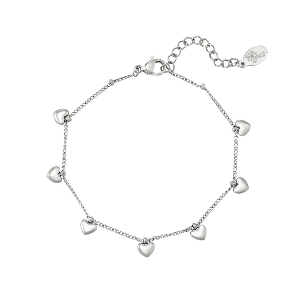 Falling hearts bracelet - silver