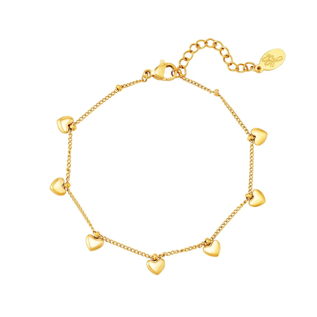 Falling hearts bracelet - goud
