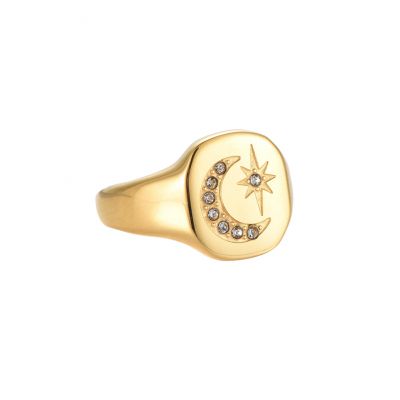 Sparkly moon ring - gold