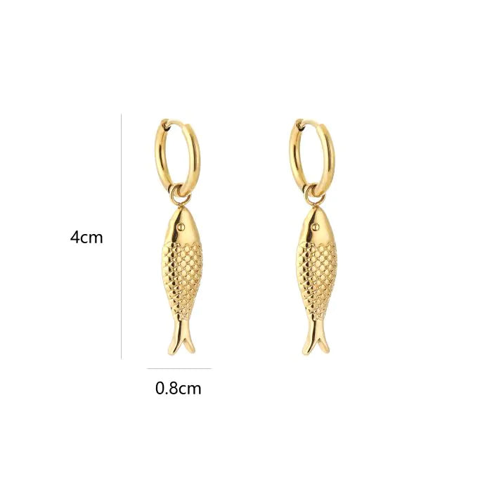 fish earrings - goud