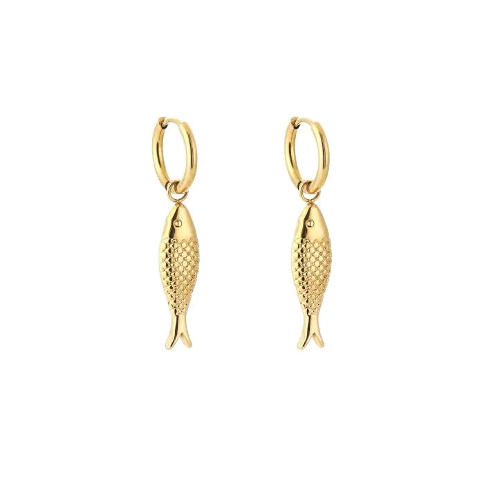fish earrings - goud