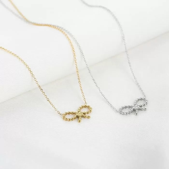 little bow necklace - goud