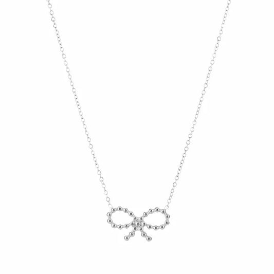 little bow necklace - zilver