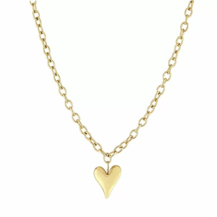 heart necklace long - goud