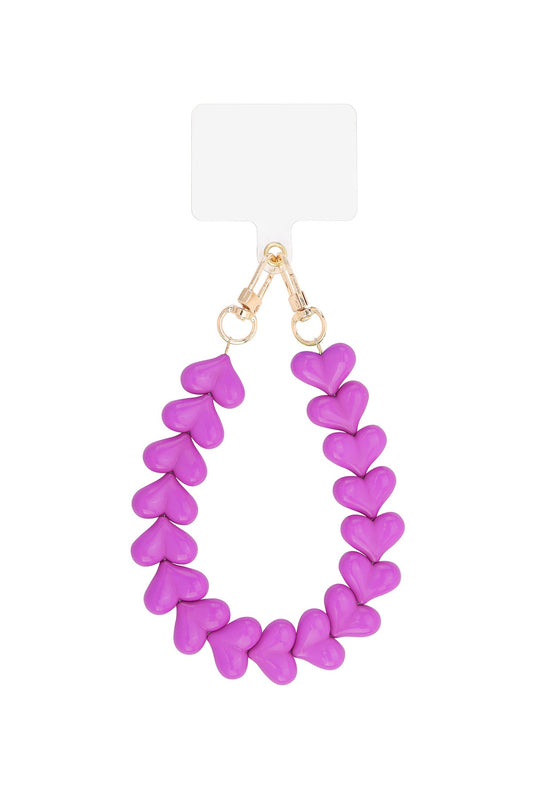 Phone cord - fuchsia hearts