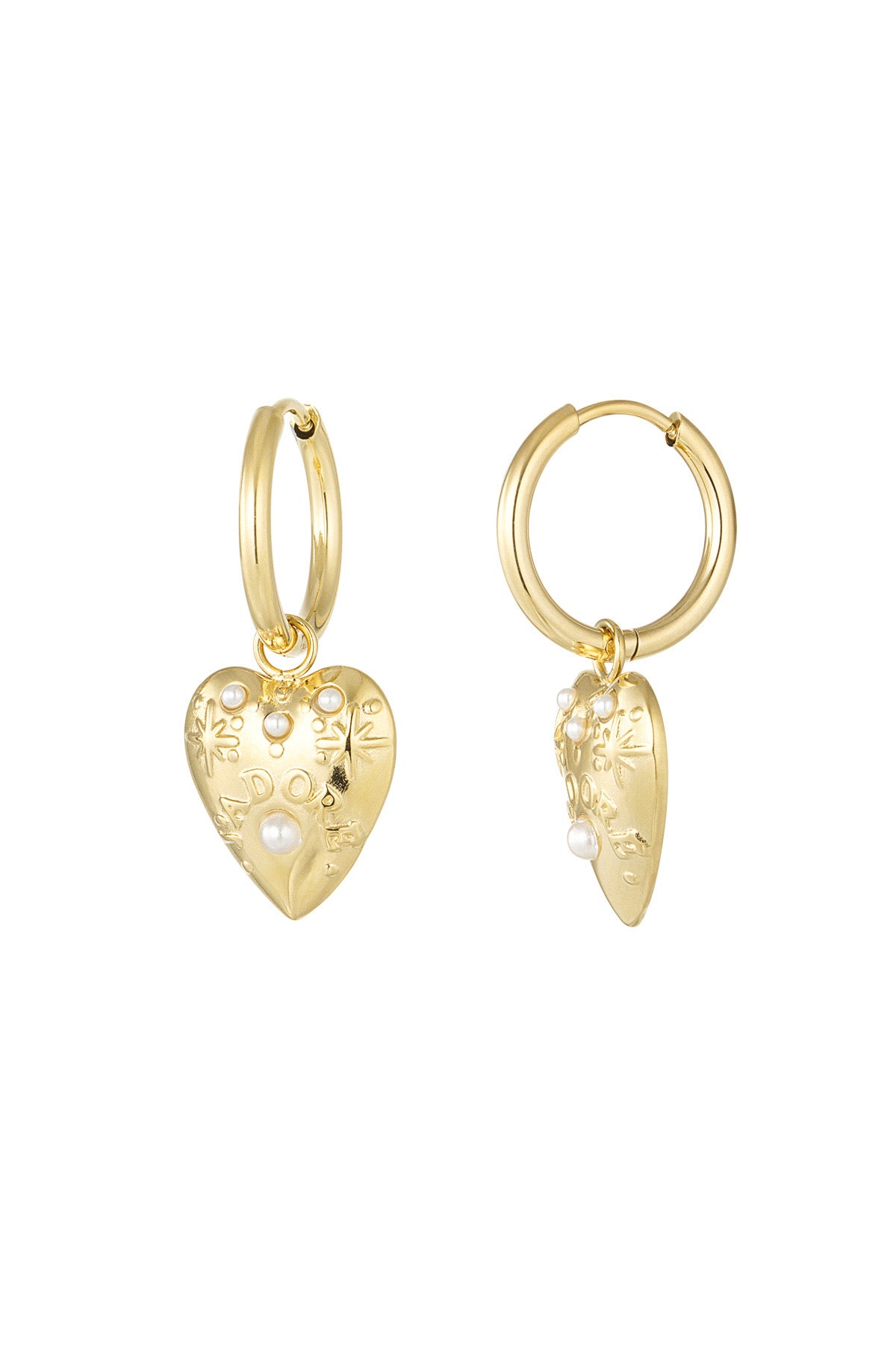 Rough heart earrings - goud