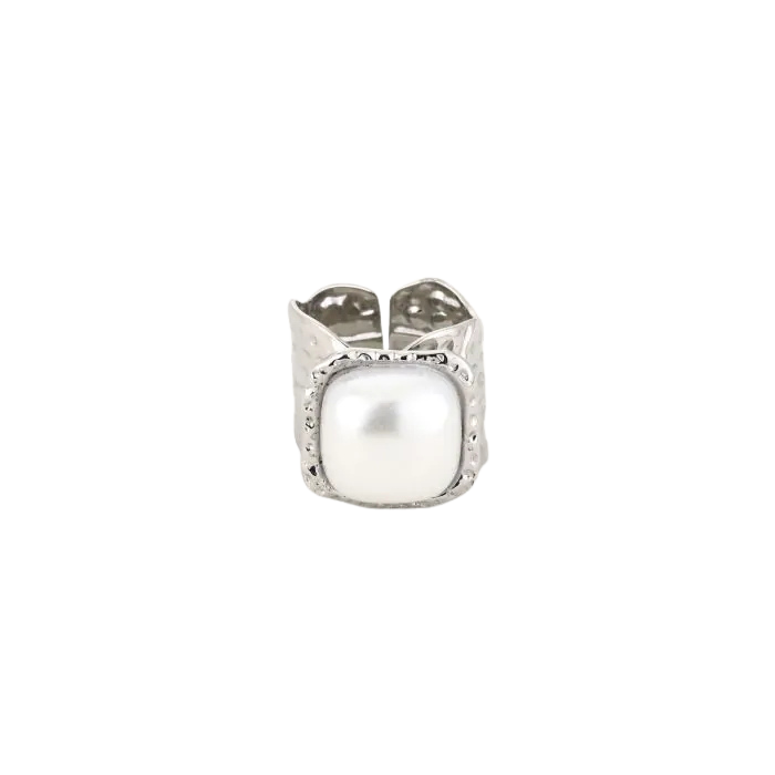 rough pearl ring - zilver