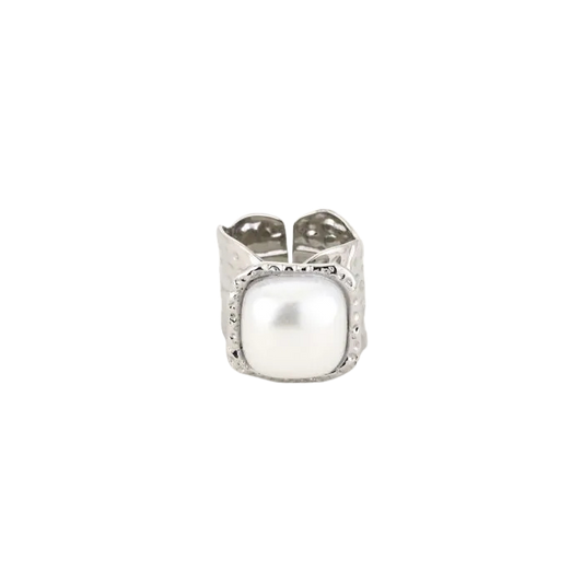 rough pearl ring - zilver