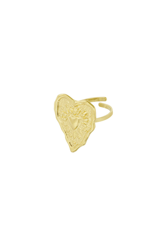 wrinkle heart ring - goud