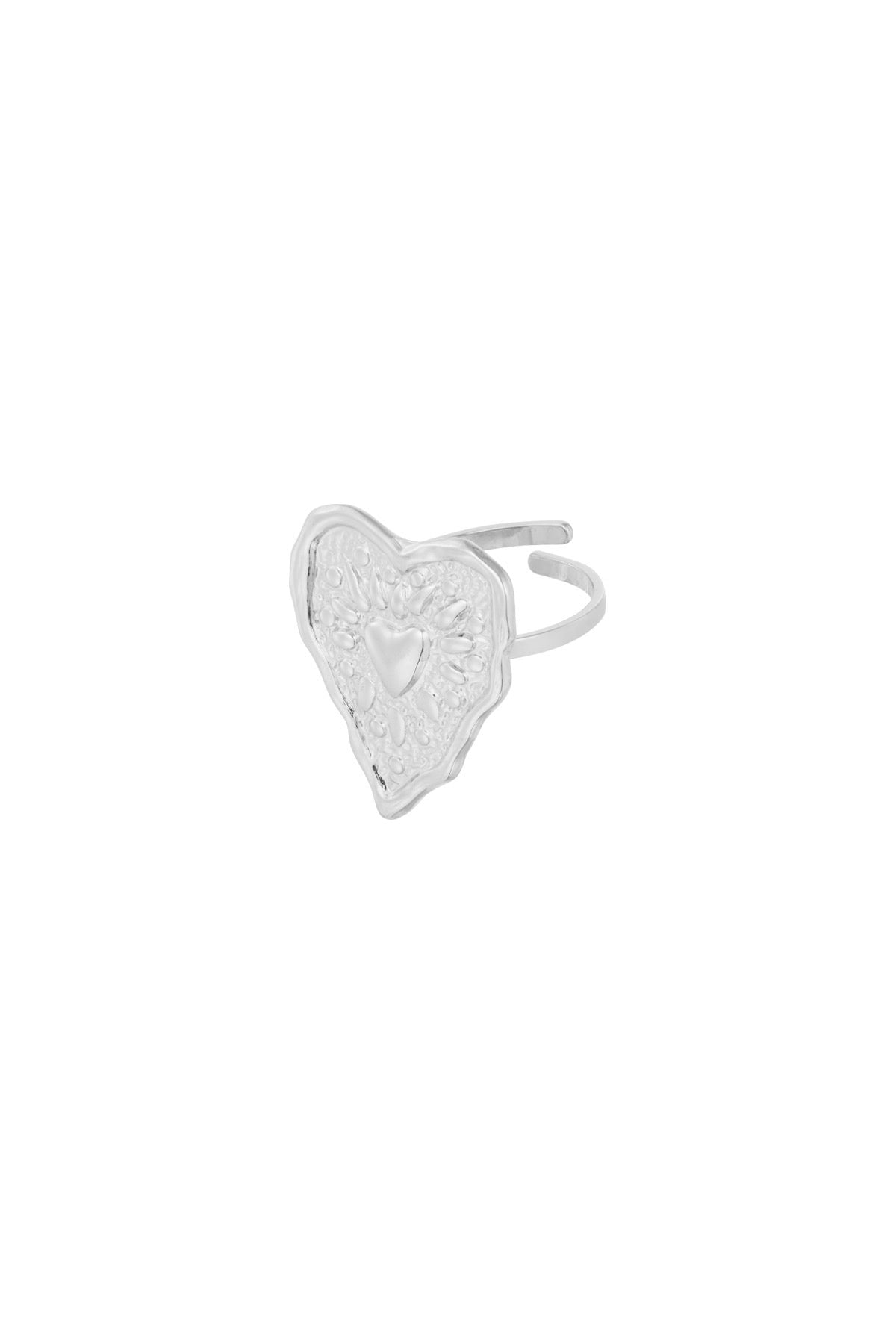 wrinkle heart ring - zilver