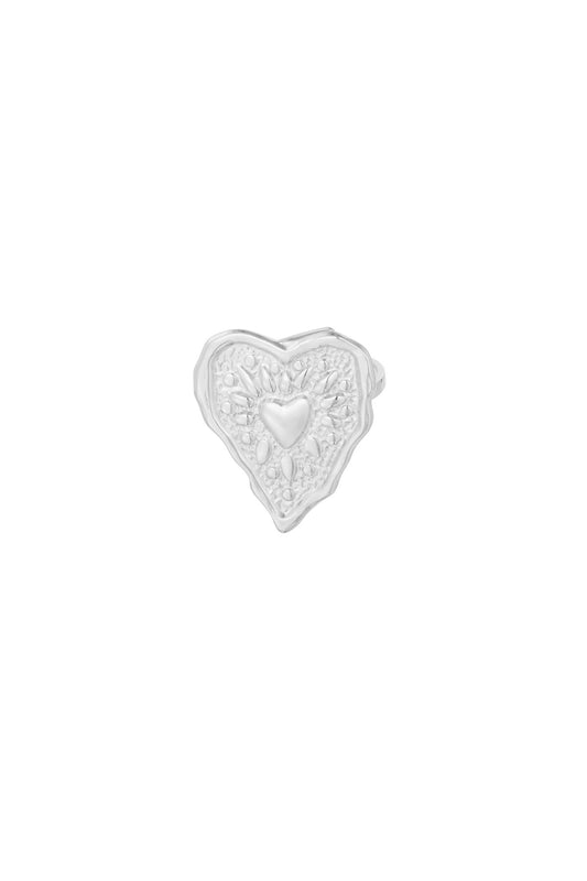 wrinkle heart ring - zilver