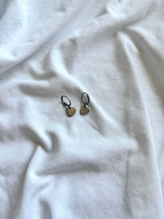 silver heart earrings - zilver - 1028