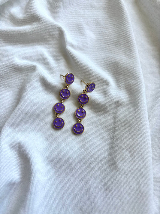 purple smiley earrings - goud - 1030
