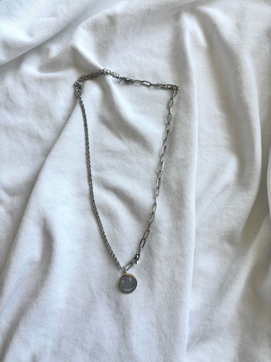 smiley necklace - zilver - 1036