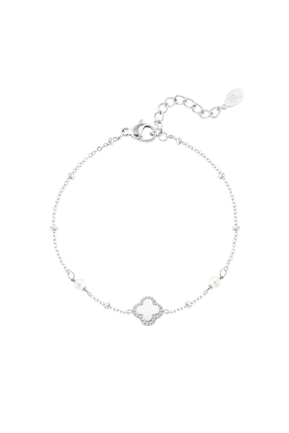 pearl clover bracelet - silver