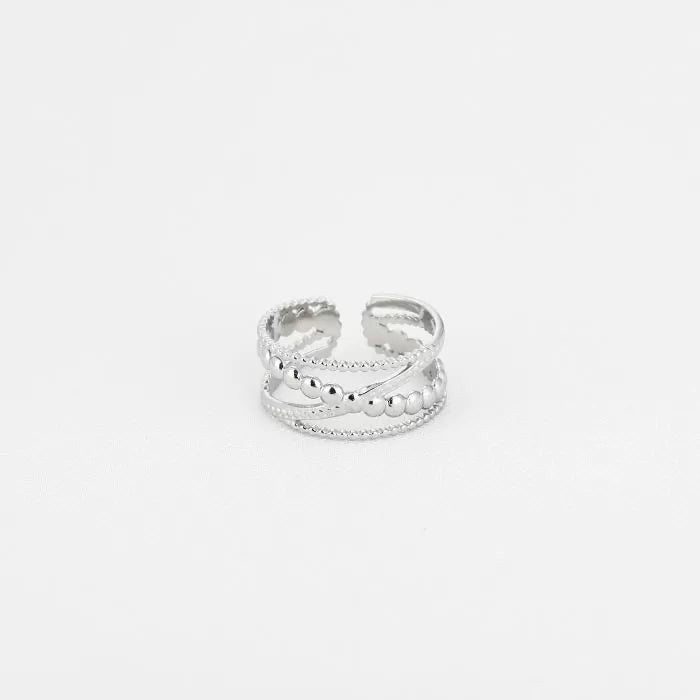 cross over ring - zilver