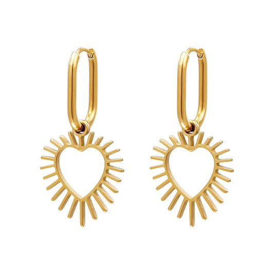 radiant heart earrings - gold