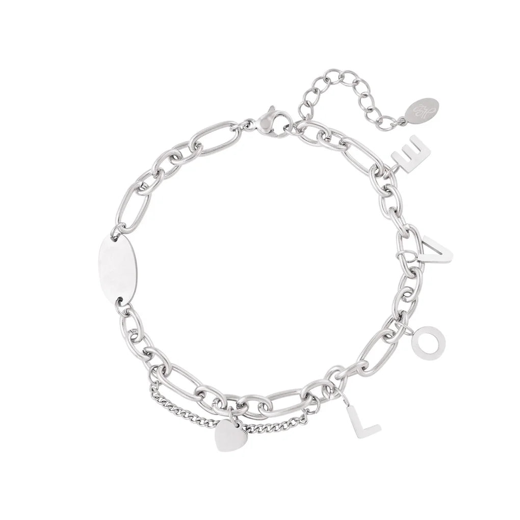 Chunky love bracelet - silver