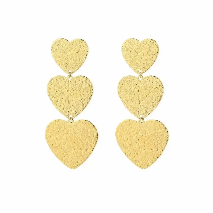 Tripple hearts earrings - gold