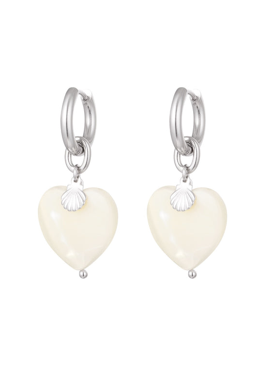 Heart shell earrings - zilver