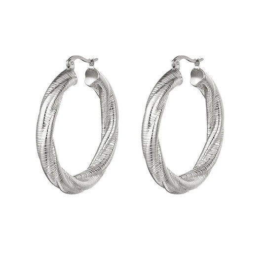 Jet earrings - big - silver