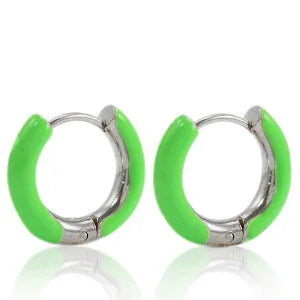 Neon green hoops - zilver