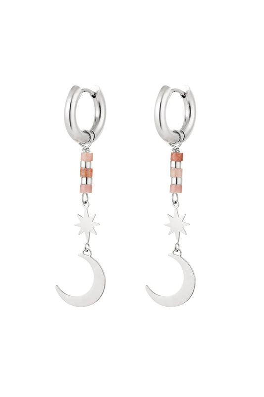 To the moon and back earrings - zilver