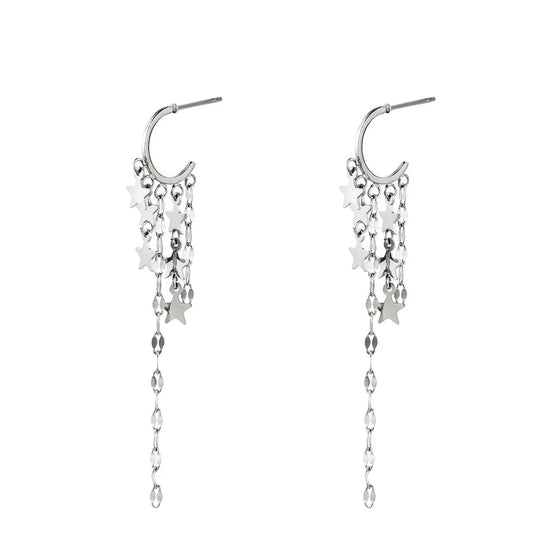 Falling stars earrings - silver