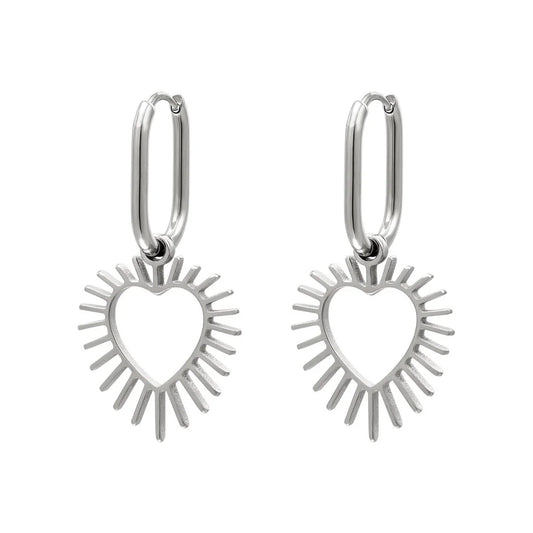 radiant heart earrings - silver