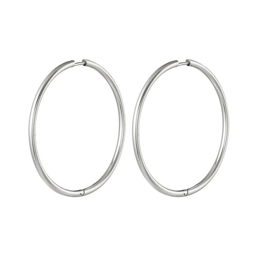 You rock hoops - big - silver