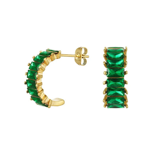 Green party earrings - goud